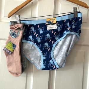 Disney Stitch Hipster Panties & 2 crew socks  Sz XLarge